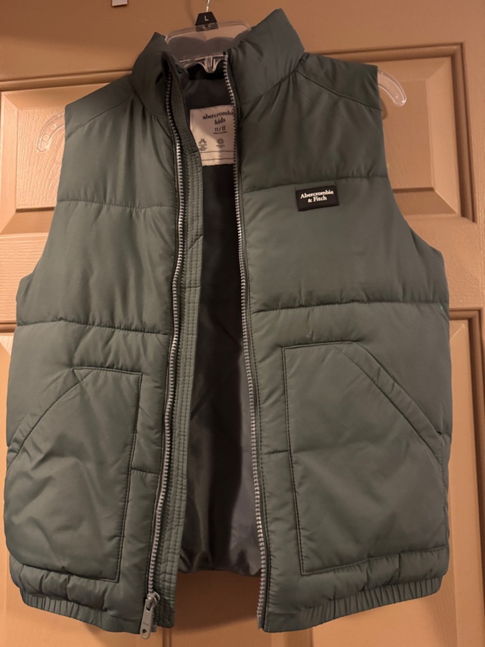 Abercrombie & Fitch Kids Olive Green Quilted Puffer Vest